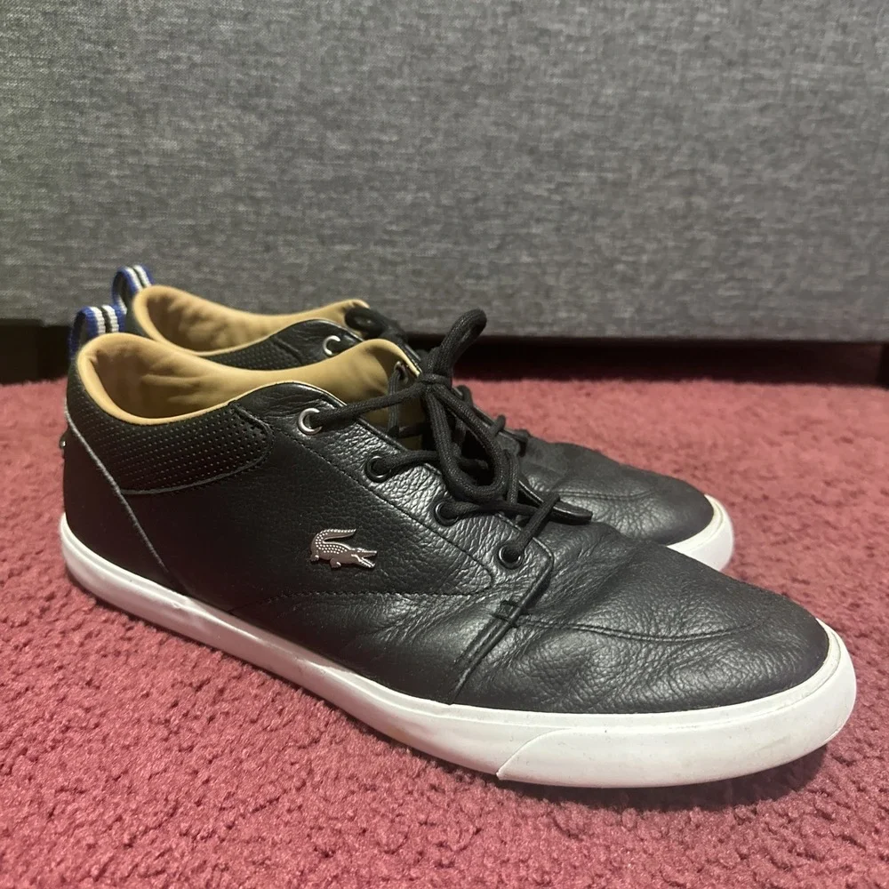 Lacoste Bayliss 119 1 U Men's Black Leather Lace-Up Sneakers US 11.5 EU 45